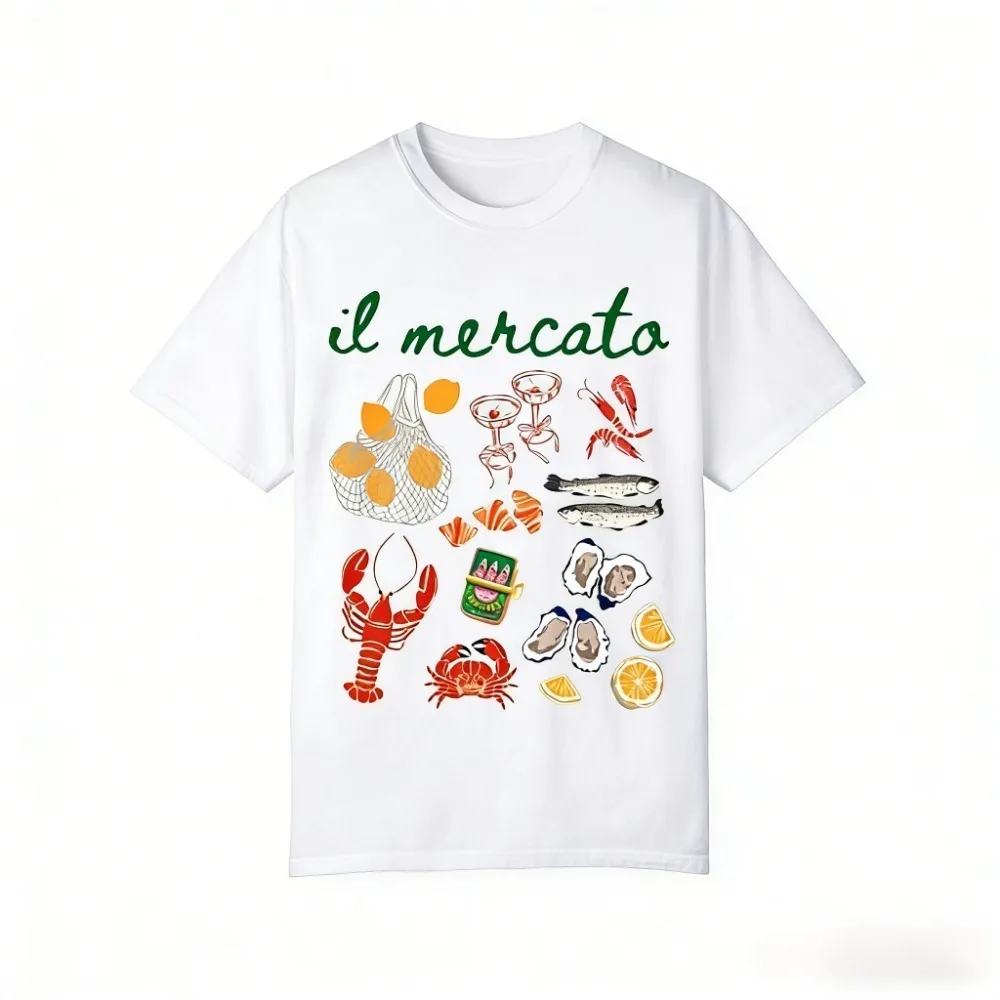 Il Mercato Shirt Italian Market Shirt Sardines Shirt Oysters Tops Lobster Clothes Fisherman Aesthetic Sweatshirt Seafood Tops