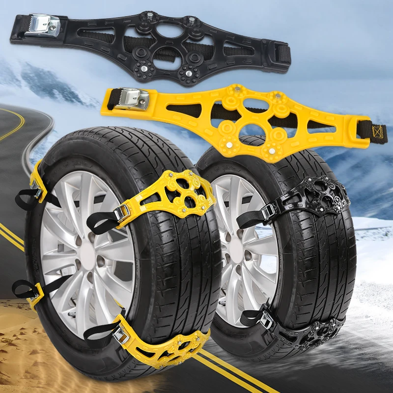 4PCS Universal Vehicle Chains Belt Strap Adjustable Auto Anti Slip Tyre Chains Car Wheel Chains Winter Snow Chains For Car