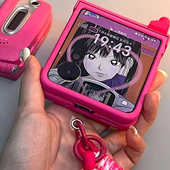 Korean Cute Mobile Phone Model Case For Samsung Galaxy Z Flip 7 Flip 6/5 Lovely Girl Cover For Motorola Razr 60 Razr 50 40 Ultra - náhled 5