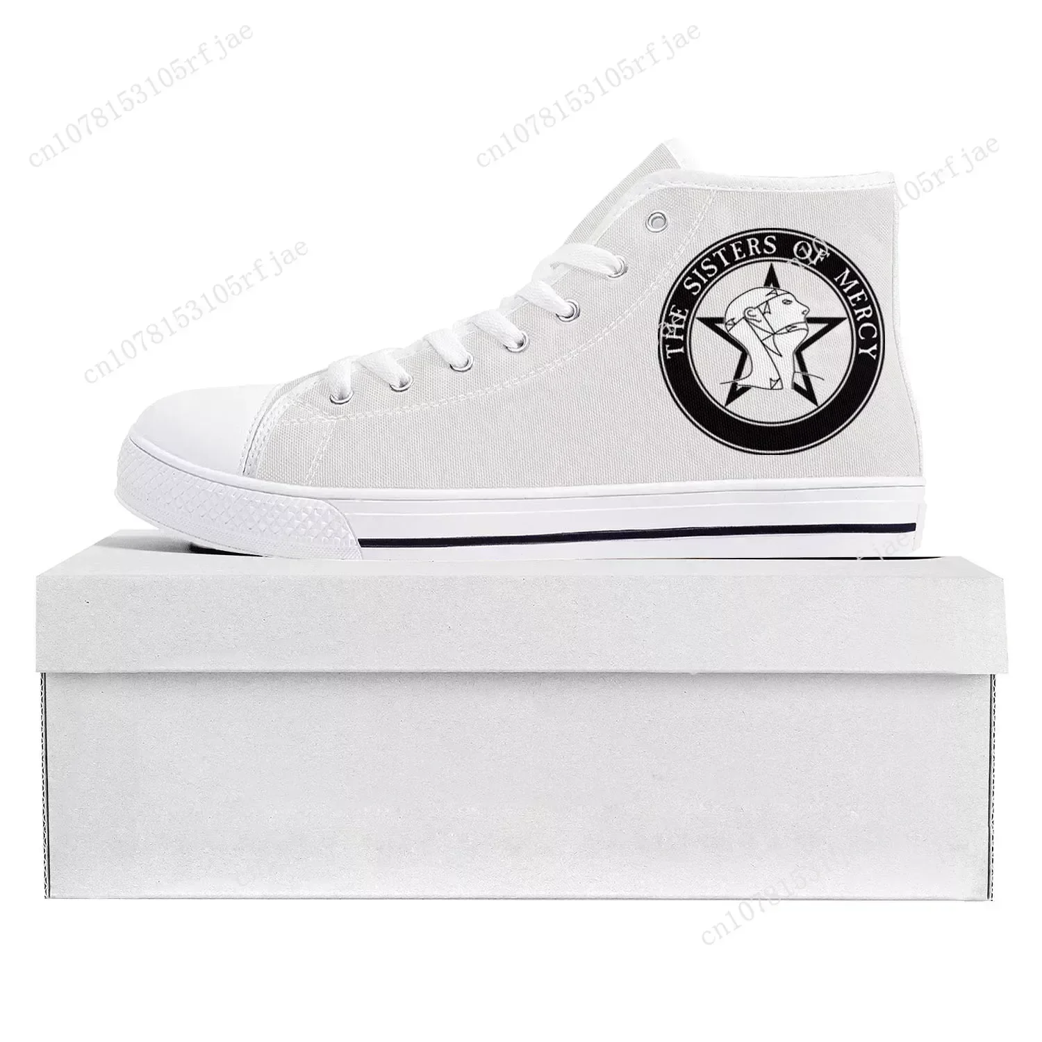 

Andrew Eldritch Mercy Music Rock Band High Top High Quality Sneakers Mens Womens Teenager Canvas Sneaker Couple Shoe Custom Shoe