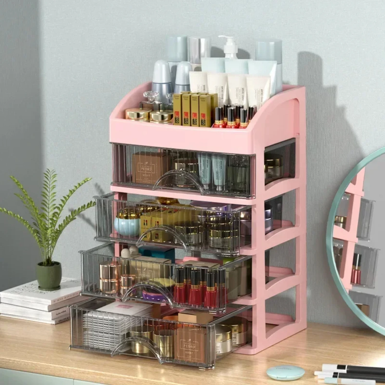 4 Layer Makeup Organizer   Cosmetics Box Plastic Case Brush Holder Jewelry Organizer Display Holder Makeup Organizer box Drawer