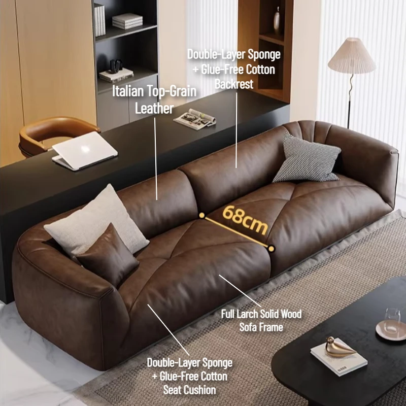 Top-grain Leather Sofa Office Cheap Lounge Minimalist Couch Full Size Frame Corner With Sleeping Function Furniture Living Room