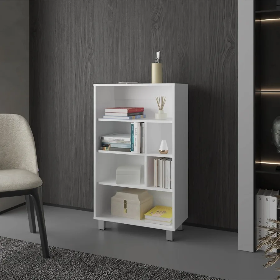 

White Bookcase with Six Shelf
