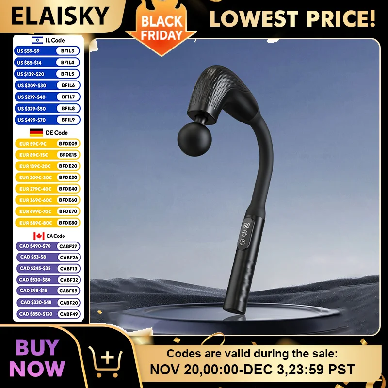 

Curved Head Fascial Gun Multi Functional Muscle Massager Bending Fascia Gun to Relax the Neck Leg and Waist Hand Held Fascia Gun