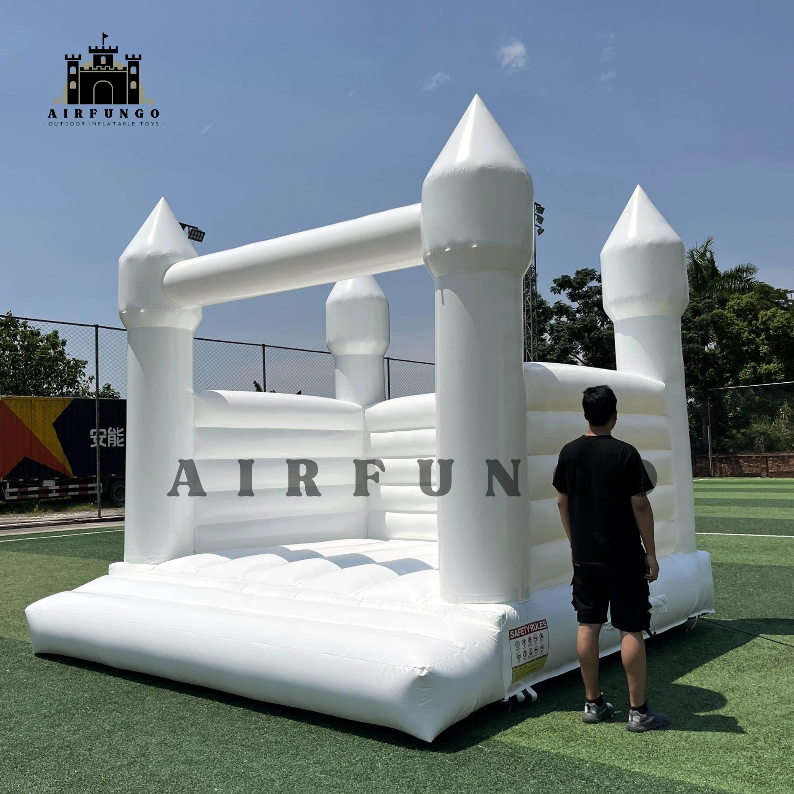 Casa de rebote inflable blanca para exteriores, castillo hinchable de PVC, casa de rebote de Luna, casa de rebote de boda personalizada