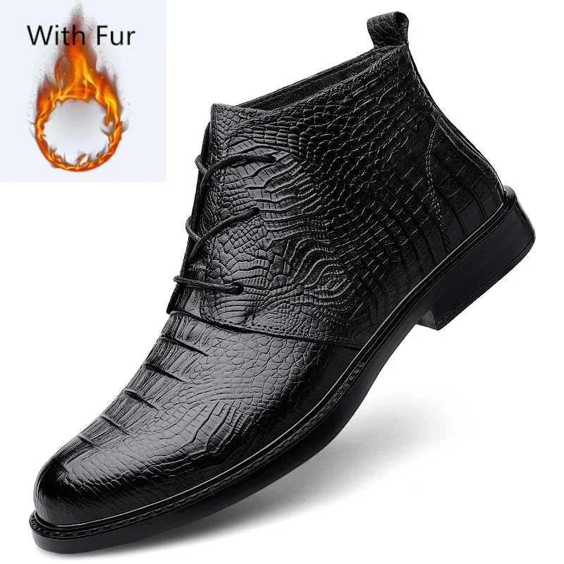 

Men Boots Fashion Leather Mens Boots Outdoor Casual Shoes Business Formal Boots High Top Trend Man Shoes