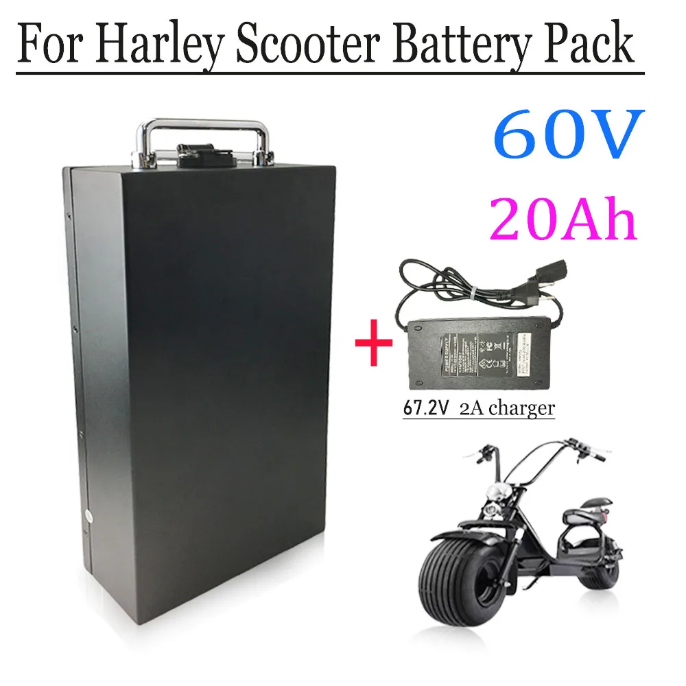 

For Harley 60V 20Ah electric vehicle high capacity waterproof lithium battery, two wheeled foldable electric scooter battery