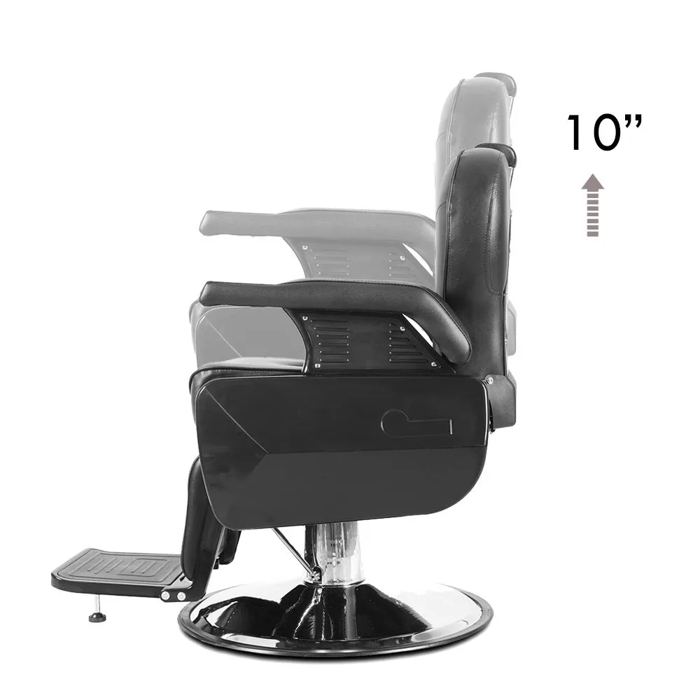 Silla de barbero profesional, sillón hidráulico de alta resistencia, reclinable, color negro, estilista