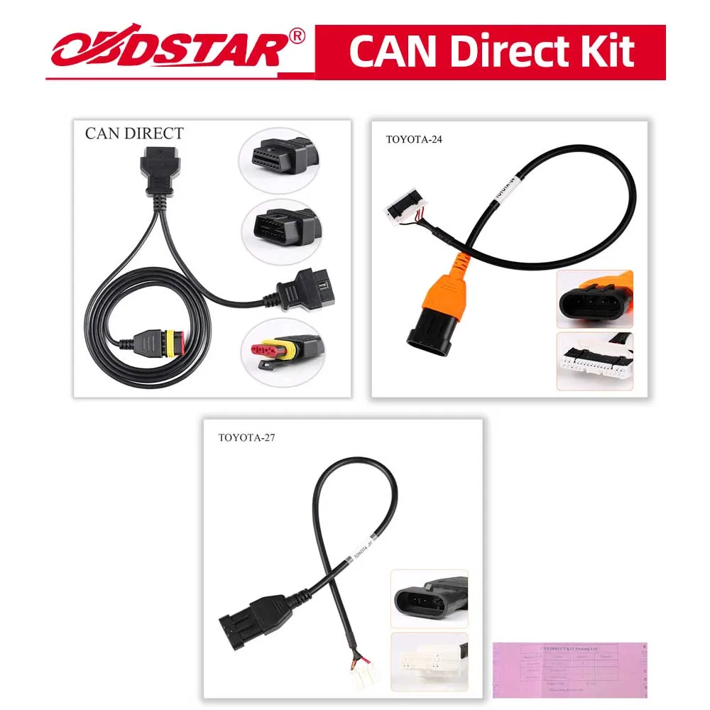 OBDSTAR CAN DIRECT KIT for TOYOTA-27/24 No Disassembly Cable Working with X300 DP PLUS