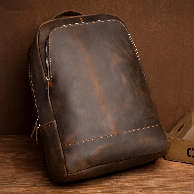 Genuine Leather Laptop Backpack Handmade Vintage Rucksack Men Business School Book Daypack Designer Weekend Shoulder Bag