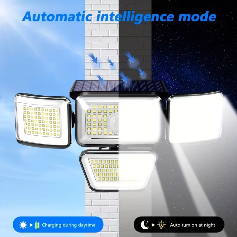 278LED Split Solar Light Outdoor Waterproof with Motion Sensor Floodlight Remote Control 3 Modes for Patio Garage Backyard
