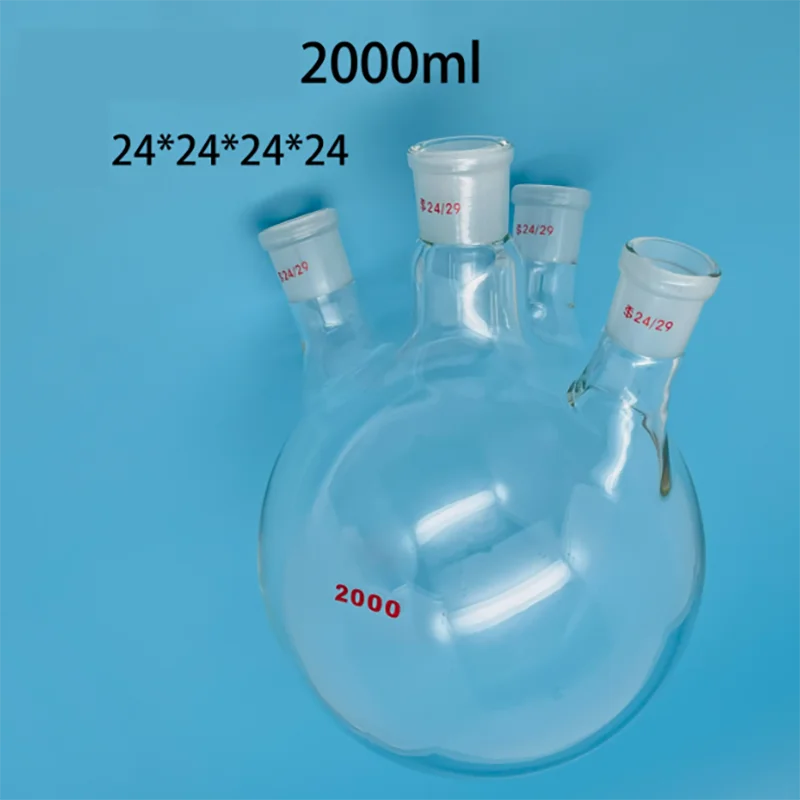 

Four-neck flask Four-neck reaction bottle round bottom flask thick wall 100ml250ml500ml1000ML2000ML5000ml