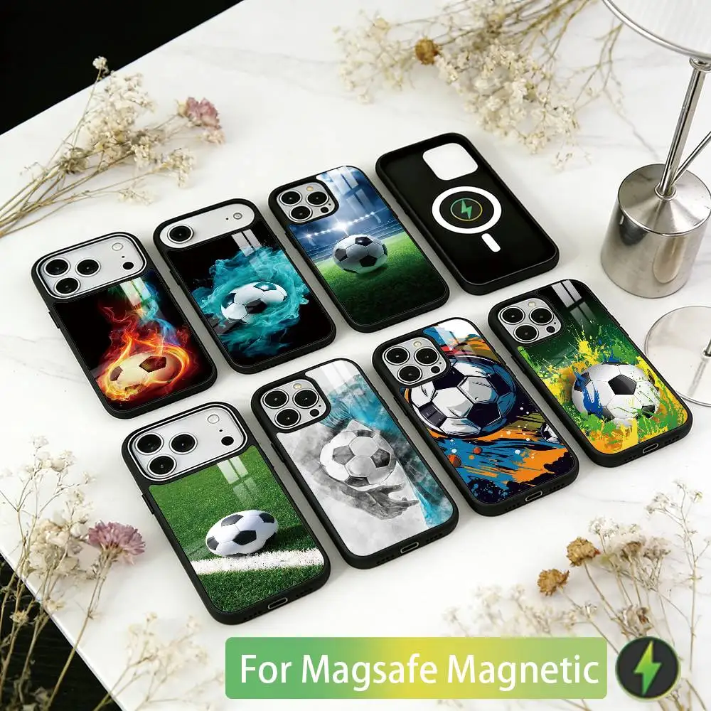 

Soccer Ball Phone Case For iPhone17,16,15,14,13,12,11 Plus,Pro Magnetic with Magsafe Wireless Charging