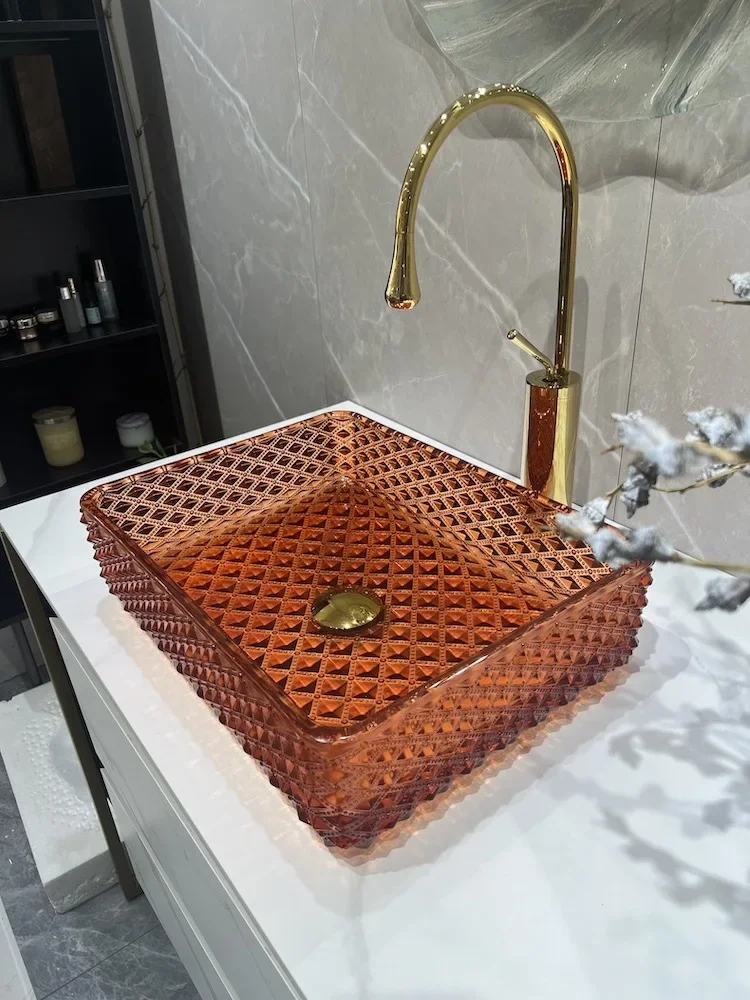 

Light luxury crystal glass hand washing art transparent face washing basin