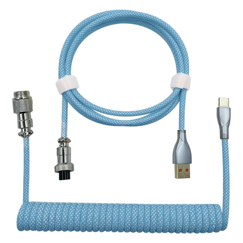 Type-C to USB Data Cable Mechanical Keyboard Coiled Cable Airline Cable Gaming Keyboard Cable Spring Cable Yellow