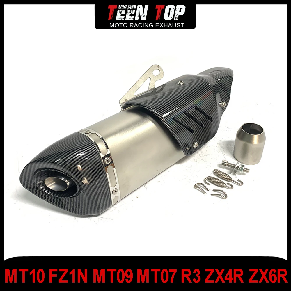 

Universal Motorcycle Exhaust Muffler Stainless Steel 51mm MT10 FZ1N MT09 MT07 R3 ZX4R ZX6R Escape Modified Exhaust System Tube