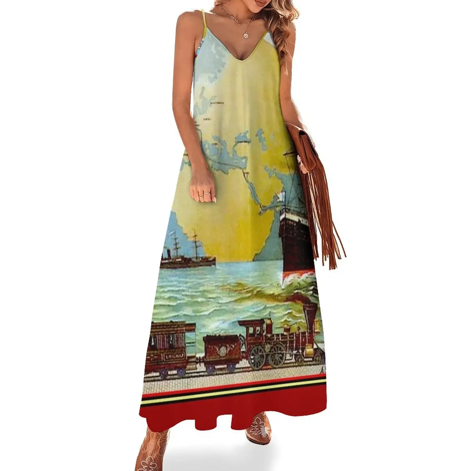 

Around The World in 80 Days; Vintage Jules Verne Print Sleeveless Dress Dress for girls Dress