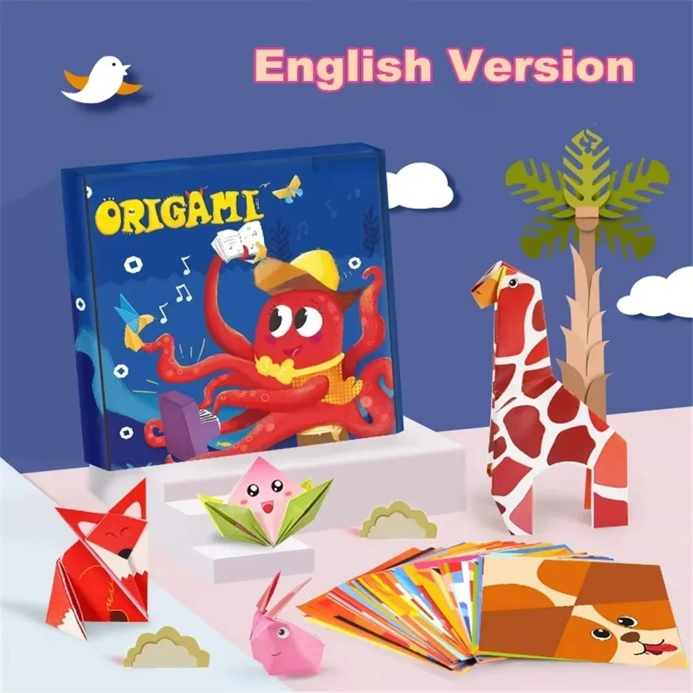 108 Sheets Kids Origami Paper Kit,Cartoon Animal Pattern Folding Paper,Montessori Educational DIY Handmade Craft Toy,Box Packed