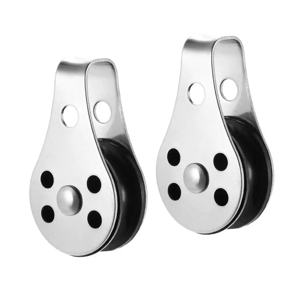 2pcs Rope Pulley Block 316 Stainless Steel Sheave for Marine Kayak Canoe Boat Sailing image 3