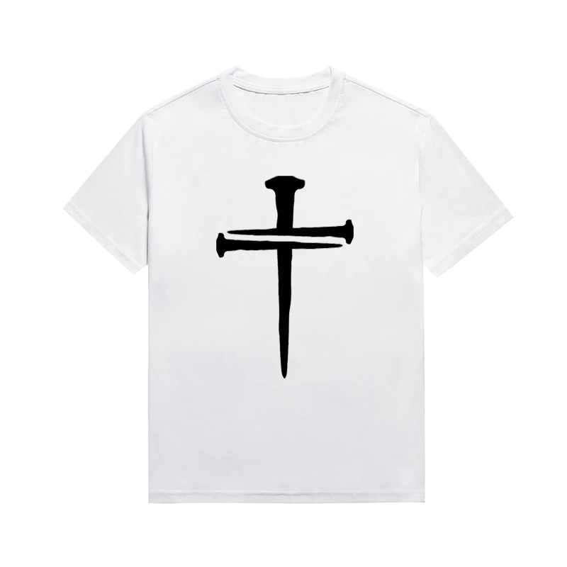 Cross Graphic Printing T-Shirt Christian Faith Slogan Tops Religious Jesus Top Short Sleeve Custom Tee