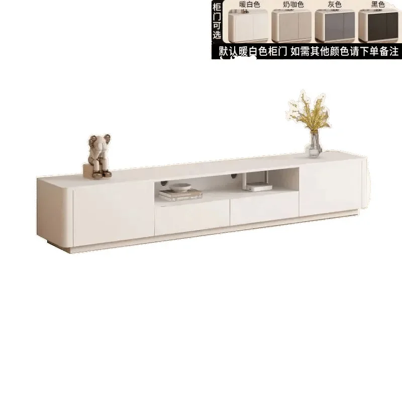 

Modern Minimalist White Living Room Set: TV Stand+Coffee Table, High-Gloss Storage Furniture for Contemporary Home