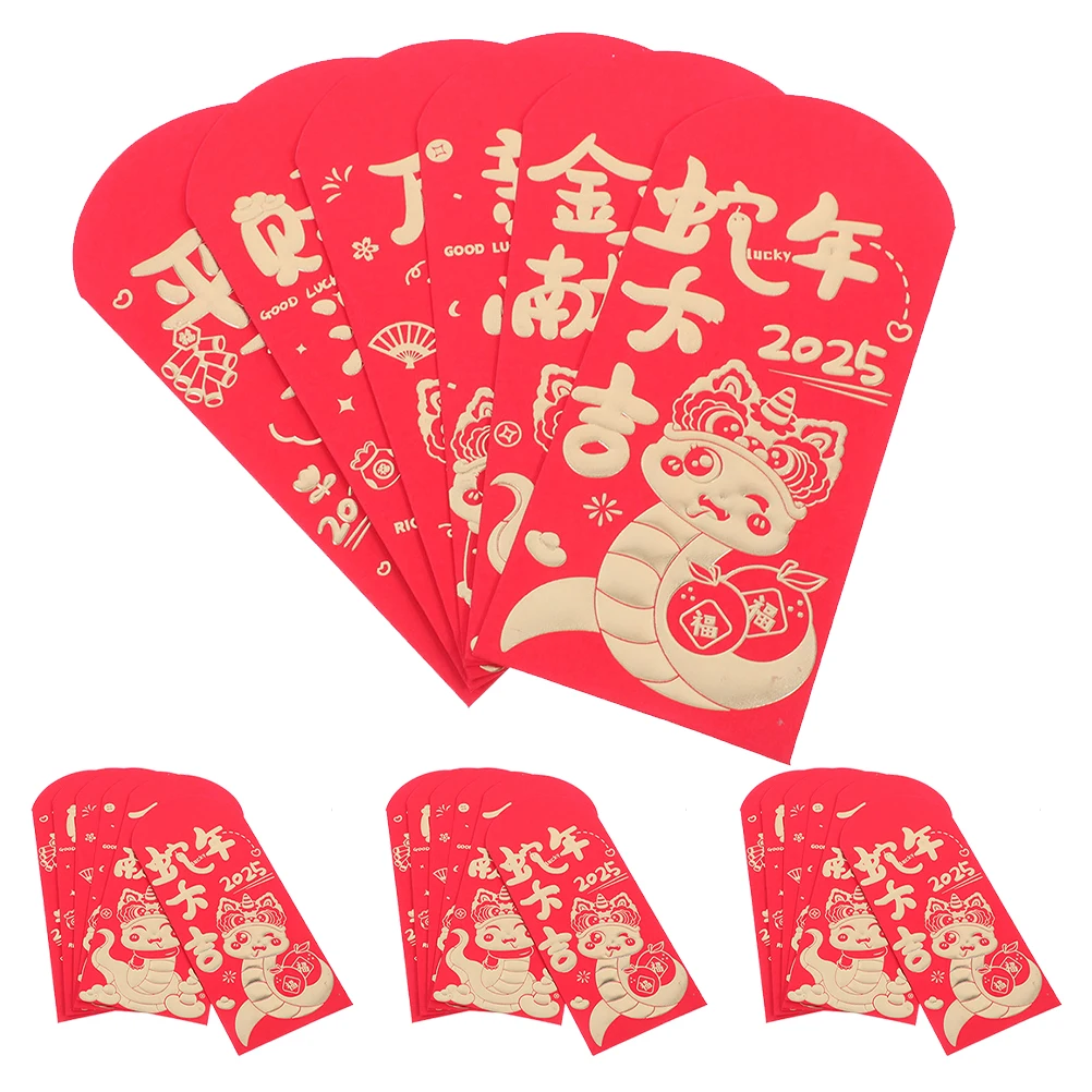 

24pcs Envelope Lucky Hong Bao New Year Vietnamese Chinese Snake Year Prosperity Fortune Chinese Red Envelope Bag