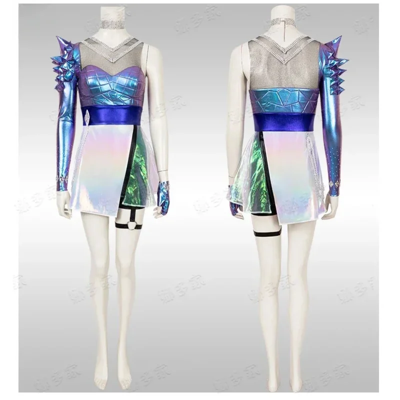 ZA01 【Wetrose】W magazynie Kda Ahri przebranie na karnawał 2020 S10 mistrz świata K/DA All Out gwiazda popu hip-hopowy pełny zestaw peruka HalloweenZa0@