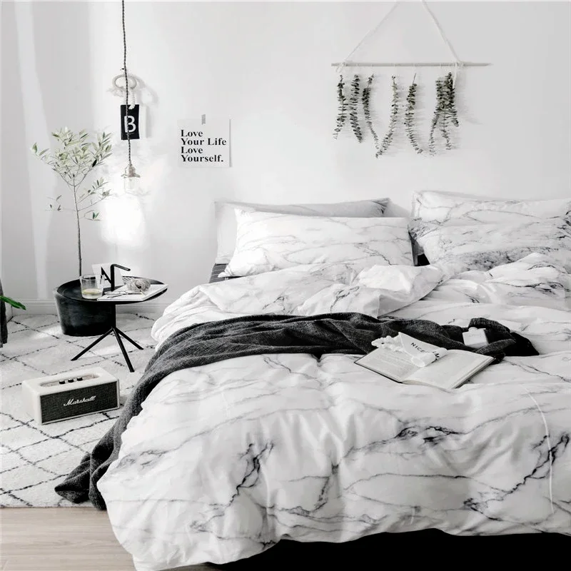 

Marble Duvet Cover Bedding Set Twin Queen King Size 240x220 Nordic Bed Cover 150 135 Euro Bed Linen 2 Bedrooms Bedclothe 200x200