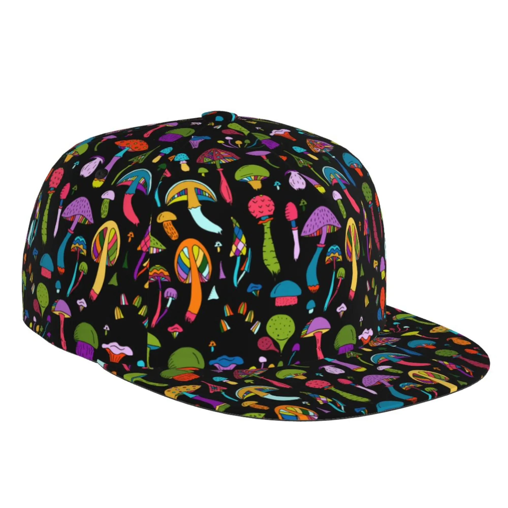 

Colorful Goth Mushroom Snapback Hat Hip Hop Flat Bill Visor Cap Unisex Adult Adjustable Baseball Print One Size Men Cap