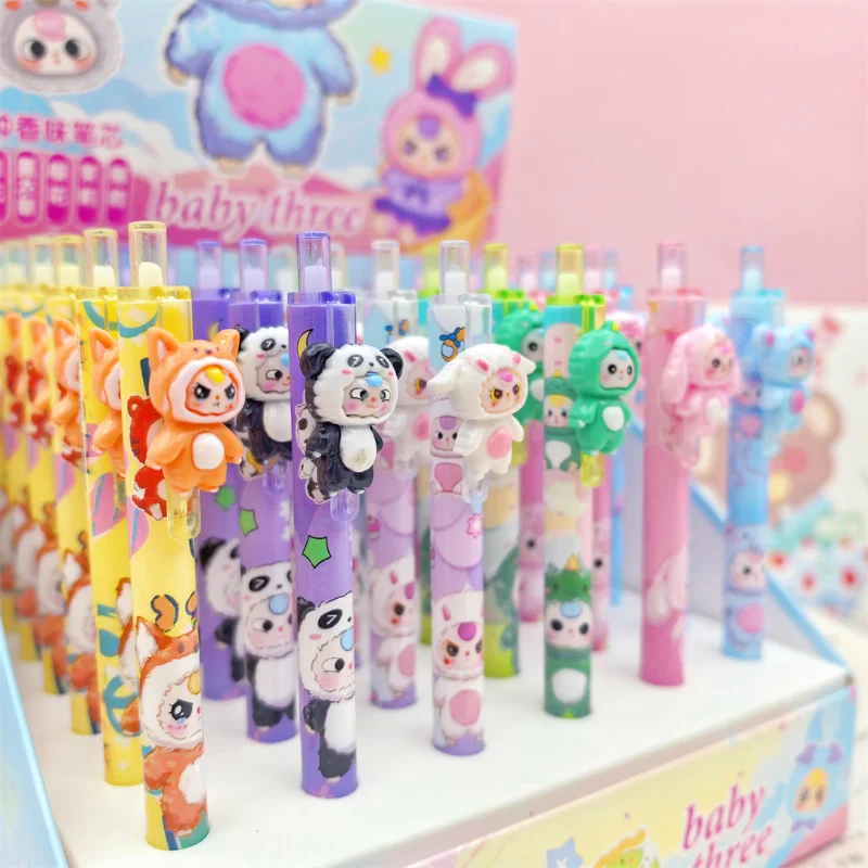 Baby Three Series Gelpennen 6 stuks 0,5 mm Zwart Cartoon Animatie Student Druk Handtekening Pen Schrijven Oefening Briefpapier Groothandel