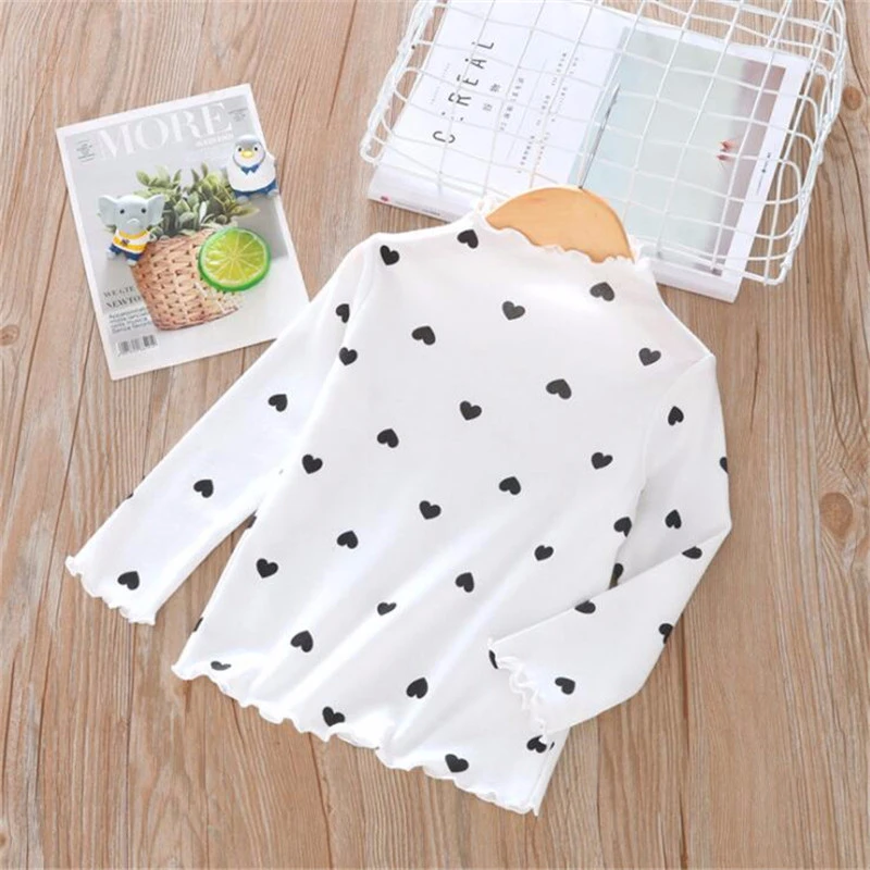 Cotton Girls T-Shirt  Long-sleeve Baby Kids Turtleneck Bottoming Shirt for Children Clothes New Spring Girl Tops KF060