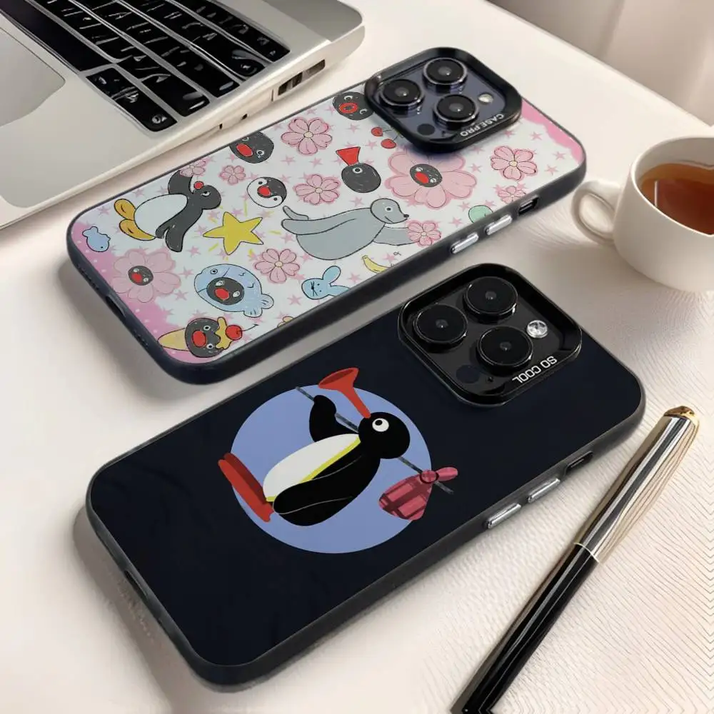 

Happy P-Pingu Penguin Phone Case For iPhone 16,15,14,13,12,11,8,7,Pro,Max,Plus,Mini,XS,SE Anti Fall Black Matte Hard