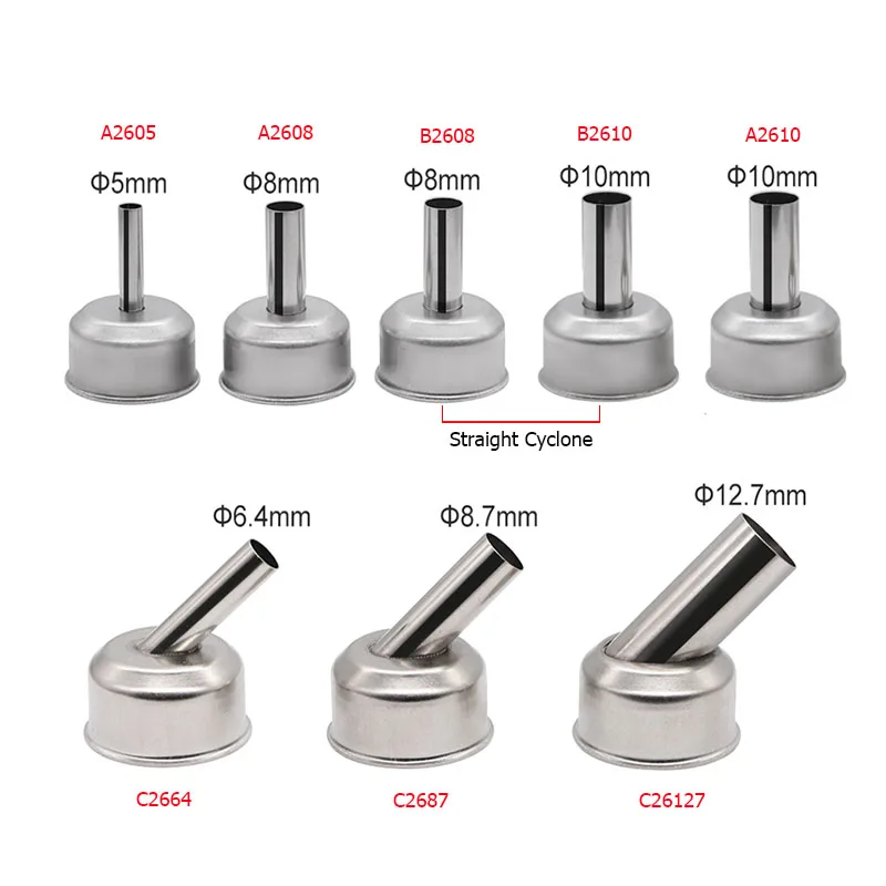 45 Graden Gebogen Gebogen Heat Gun Nozzle Mouw Voor Atten ST-862D Bga Rework Station Vervanging Tips Rechte Cycone Mond Hoofd