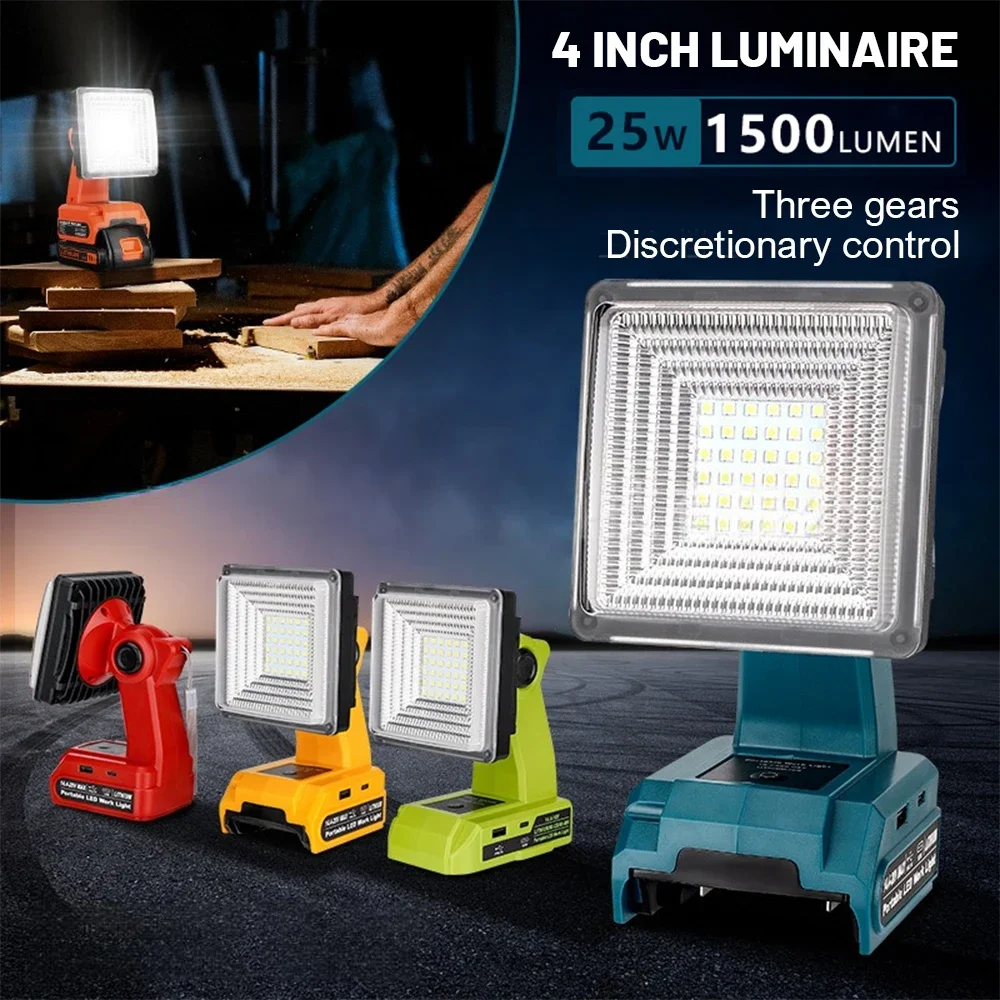 

LED Work light,Portable LED Warning Light Work Light Outdoor Lighting For Makita /Milwaukee/Dewalt/Bosch 18V Battery(No Battery)