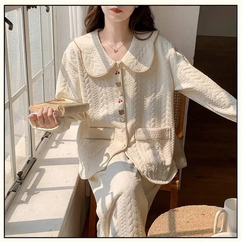 

Women's Pajamas Girl's Solid Color Homewear Thicken New Style Home Wear Solid Color Soft Autumn Winter Minimalist Homeclothes