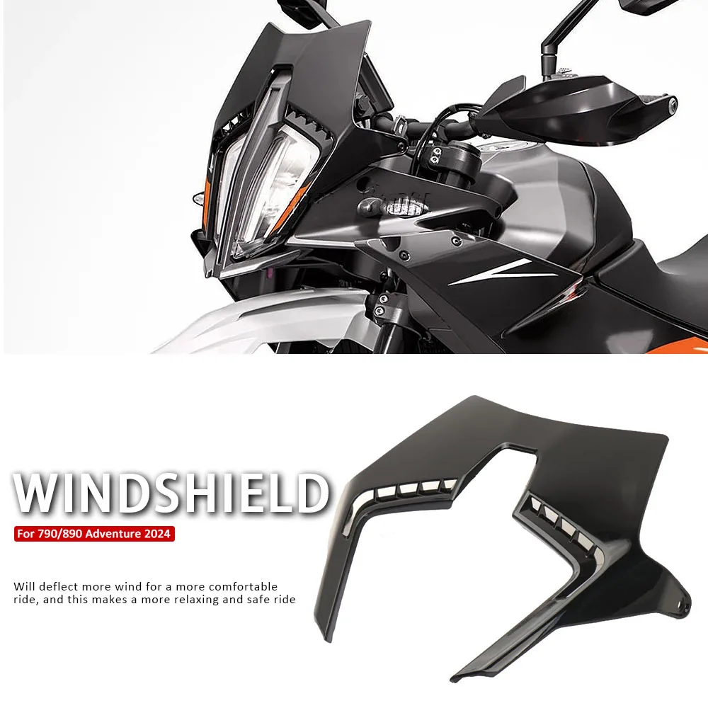 

New Black/White Motorcycle Windscreen Windshield Wind Deflector Flyscreen For 790 Adventure Adv 890 ADVENTURE ADV 2024