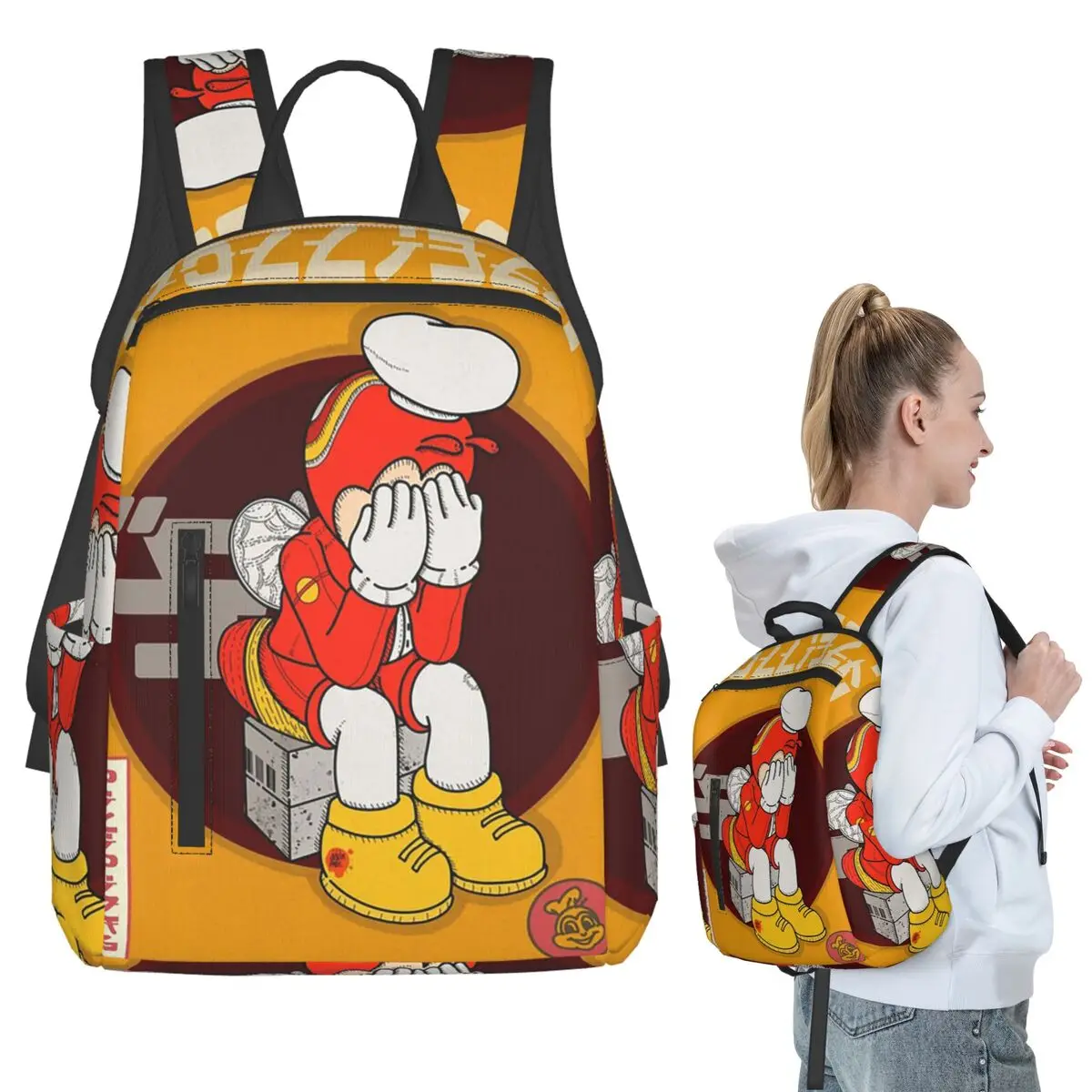 JOLLIBEE FILIPINO ANIME MANGA 2 POSTER SHIRT Backpack Student BookBag Boys Girls School Bag Computer Shoulder Bags Men Women