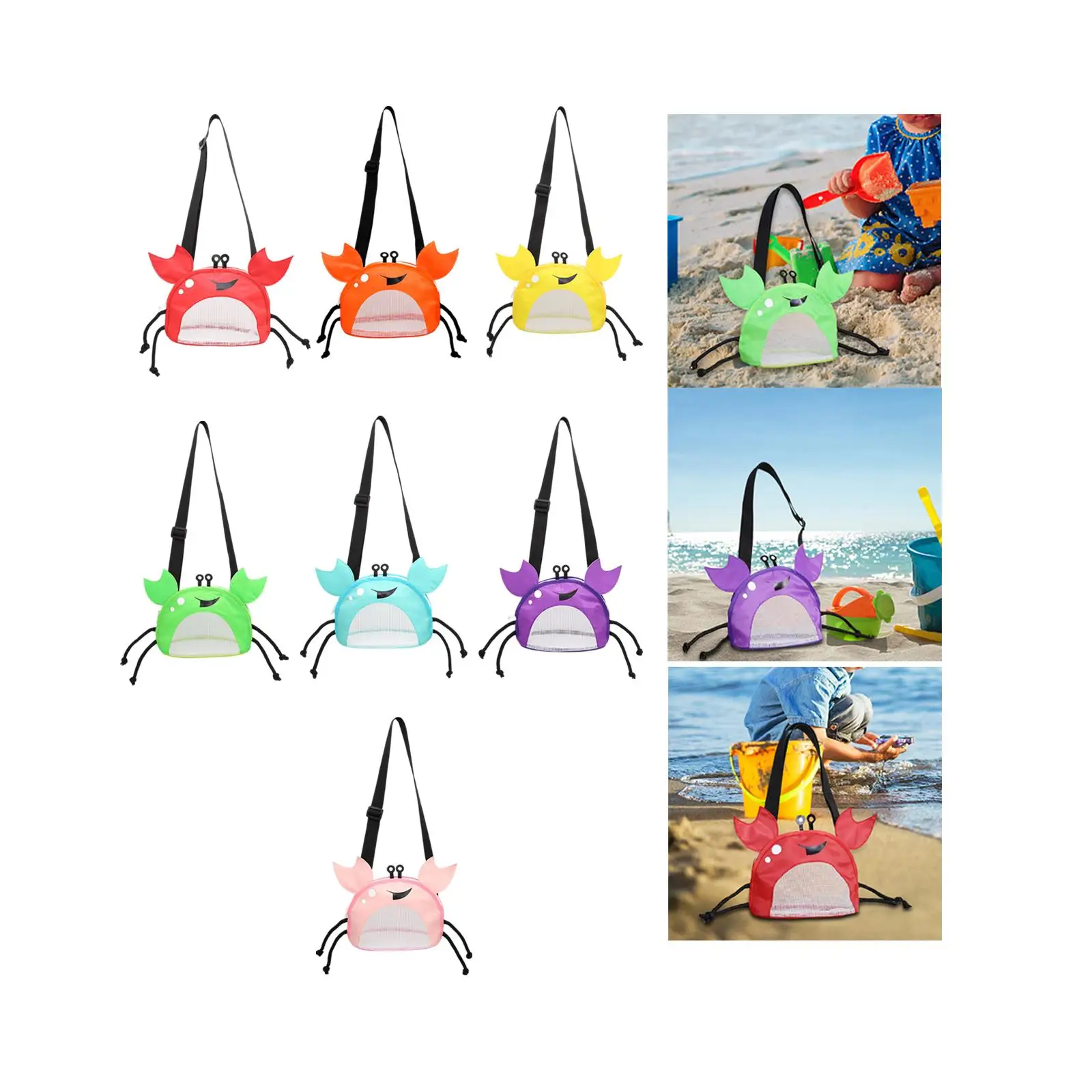 Beach Mesh Bag Shell Collecting Bag Kids Girls Toy Seashell Bag Kids Girls Beach Toy Bag