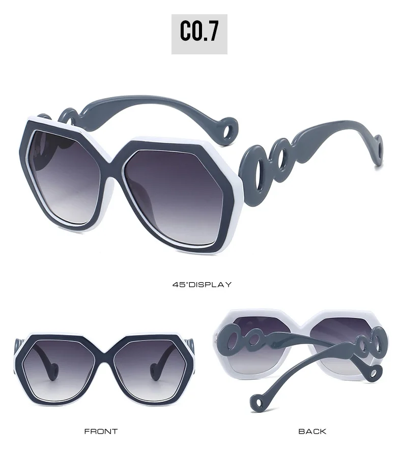 2025 Hexagon Frauen Sonnenbrille Marke Designer Farbe Patchwork Aushöhlen Kreis Elegante Reise Damen Sonnenbrille Retro – Detail 13