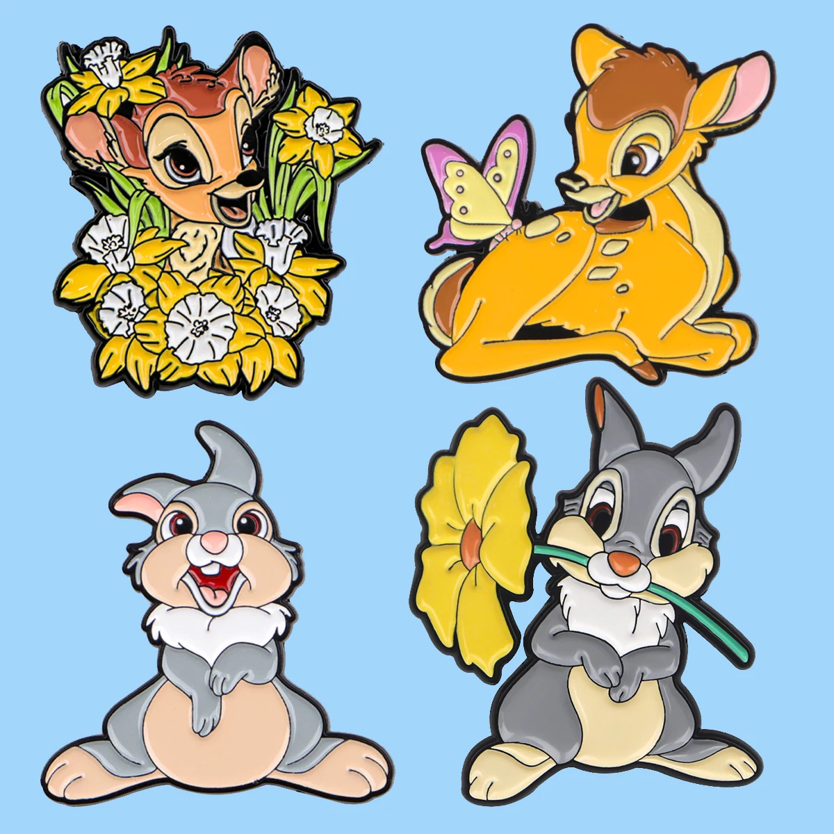 

Lovely Rabbit Enamel Pin Brooches For Lapel Pins Cartoon Badge on Backpack Costume Accessories Fashion Jewelry Gifts 4pcs/set