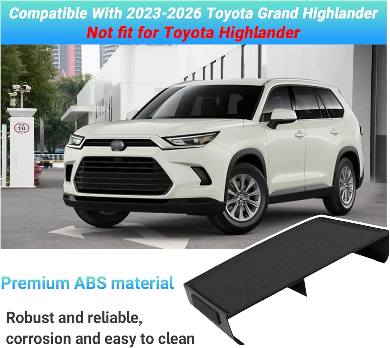 

For Toyota Grand Highlander 2023-2026 Center Console Organizer Storage Tray for Cell Phone Key Car Interior Accessories ABS