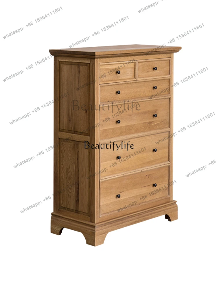

13Oak Chest of Drawers Retro Nostalgic Storage European Style Complete Side Cabinet Drawer Storage Simple