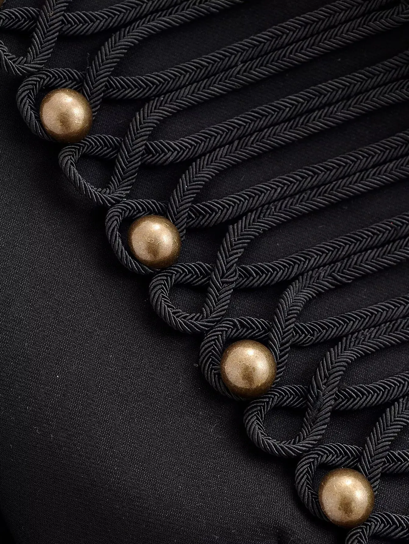 HH Damen Vintage Napoleon-Jacke Stehkragen Doppelreihig Schmal Geschnitten Schwarze Kurze Oberbekleidung Herbst Formelle Bürokleidung – Detail 6