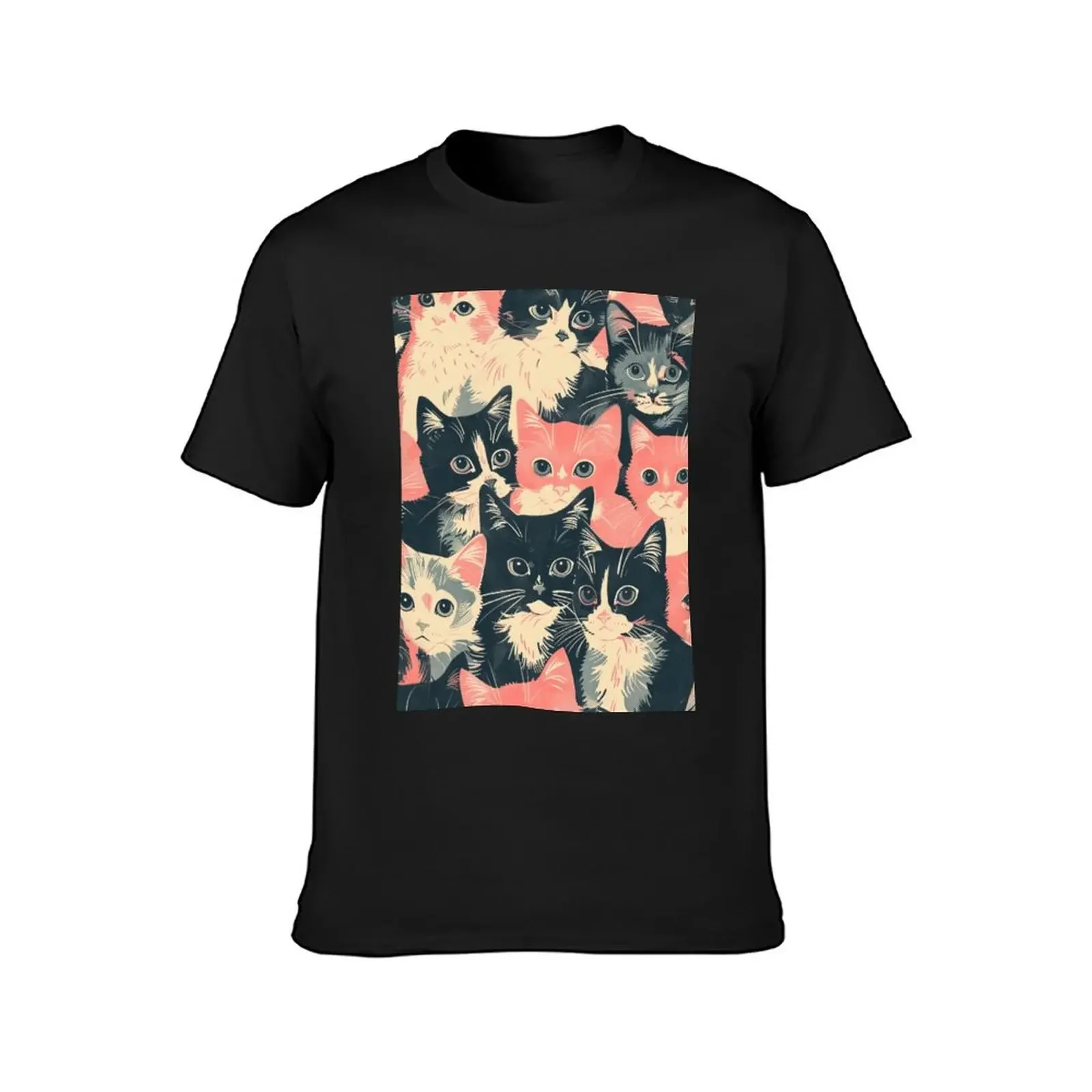 Adorable Vintage Cute Cats Kittens Pattern Art T-Shirt custom shirt designer shirts hippie clothes plain mens graphic t-shirts