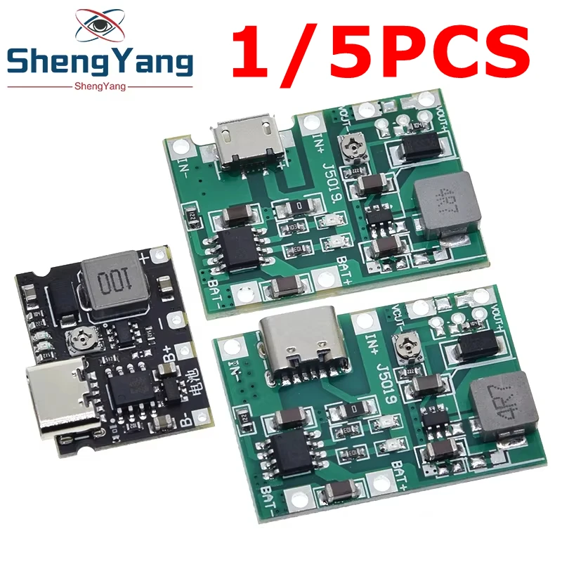 TZT 1/5PCS NEW  Lithium Li-ion 18650 3.7V 4.2V Battery Charger Board DC-DC Step Up Boost Module TP4056 DIY Kit Parts