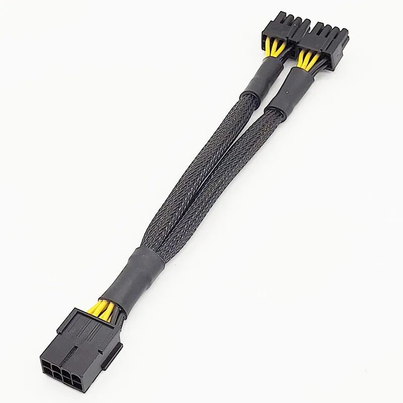PCI‑E 8Pin to 2X8Pin Graphics Card Power Cable, 8P Female to Dual 6+2 Pin Male 18AWG Braided Sleeve GPU Power Supply Wire
