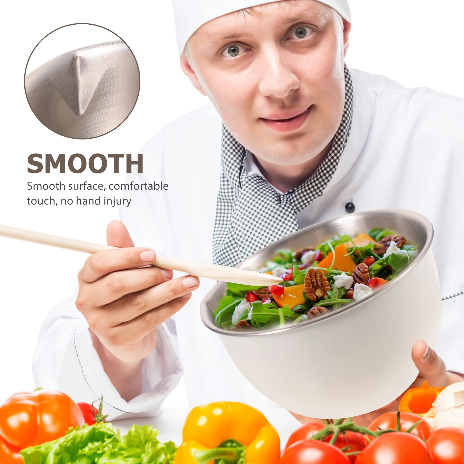 

Stainless Steel Mixing Bowl Large Capacity Soup Pot Vegetable Container Food Bowl Cooking Storage Holder Easy Clean Multi
