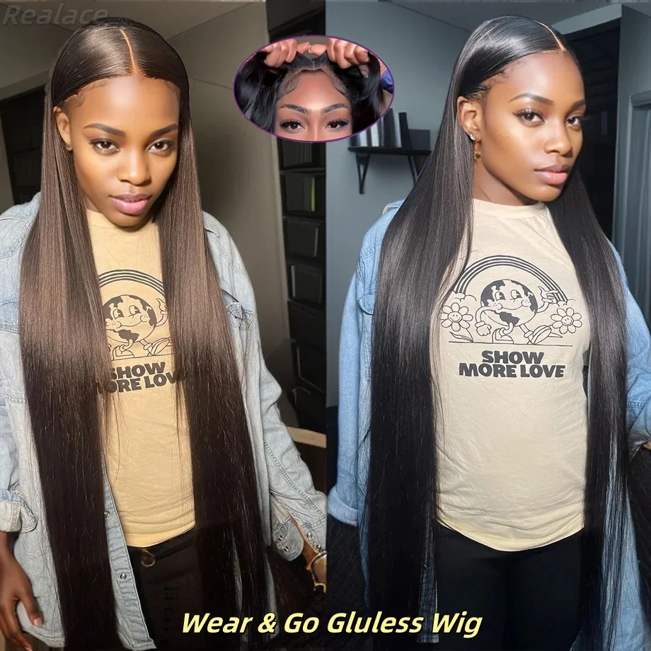 

5x5 Straight Ready to Wear Lace Frontal 100% Glueless Wig Human Hair Transparent For Women Choice 30 Inch Brazilian Wigs on sale