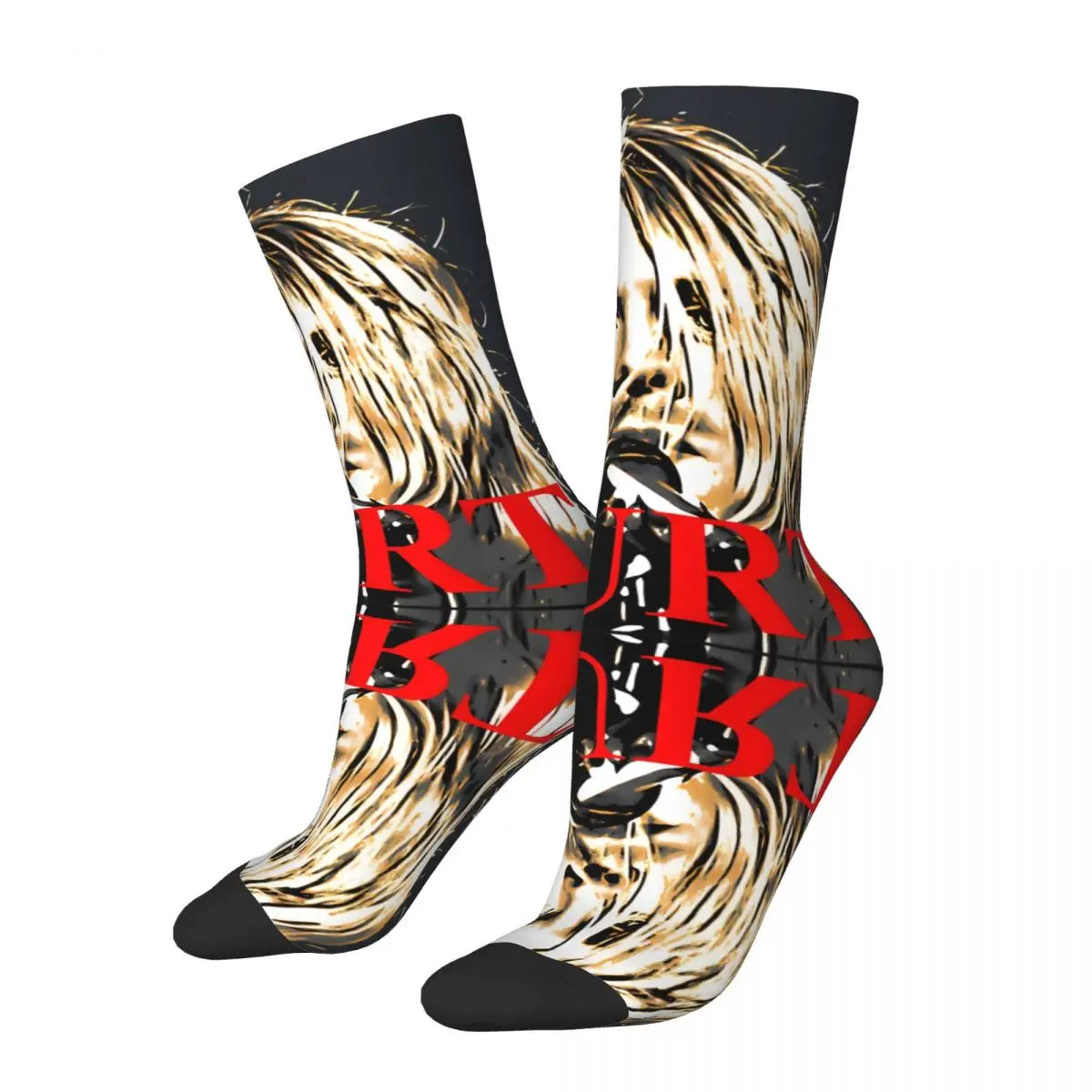 Hip Hop Retro From American Men's compression Socks Unisex Kurt-Cobain Harajuku Seamless Printed Novelty Crew Sock Boys Gift