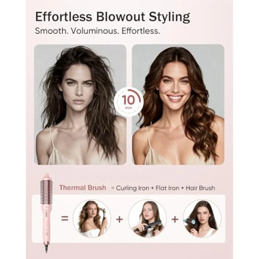 فرشاة حرارية لمظهر النفخ 1.5 بوصة فرشاة مستديرة ساخنة مع 2 × إصدار الأيونات السالبة لجهد أقل جعد مزدوج ساخن Cu